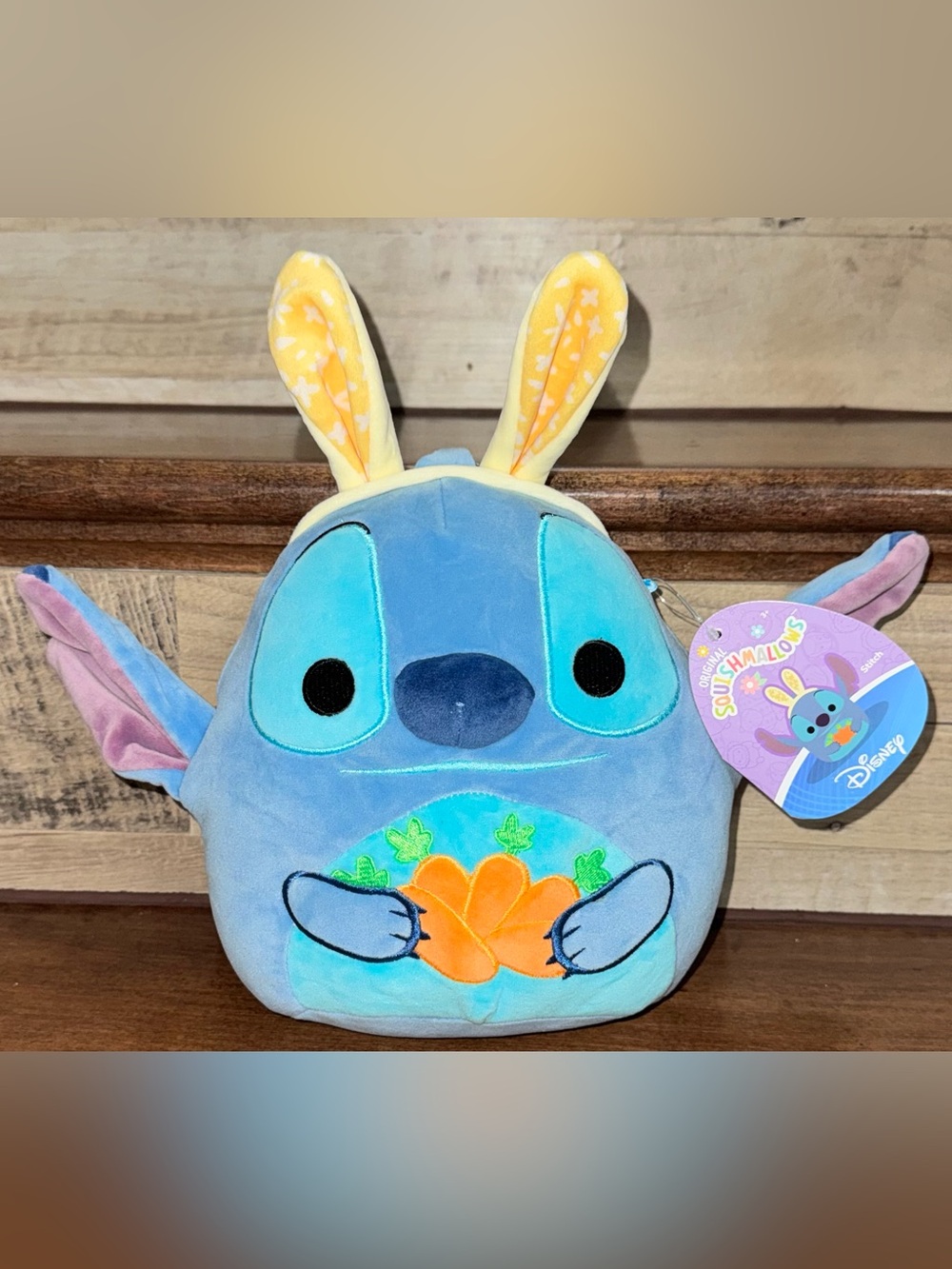 Cute 🥰 Squishmallows 8” Disney Stitch Plush with Bunny 🐰 Ears & Orange Carrot 🥕